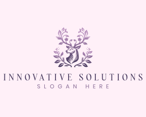 Elegant Floral Deer logo design