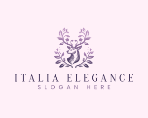 Elegant Floral Deer logo design