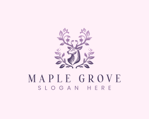 Elegant Floral Deer logo design