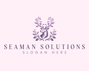 Elegant Floral Deer logo design