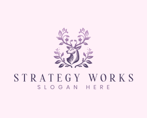 Elegant Floral Deer logo design