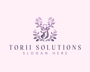 Elegant Floral Deer logo design