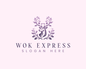 Elegant Floral Deer logo design