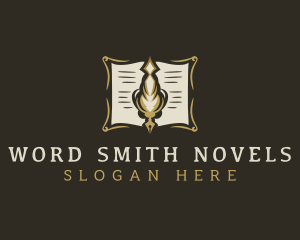 Novelist - Feather Quill Paper logo design