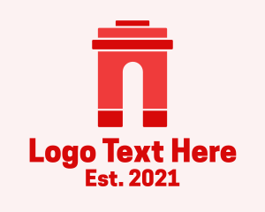 Blocks - Red Arch Structure logo design