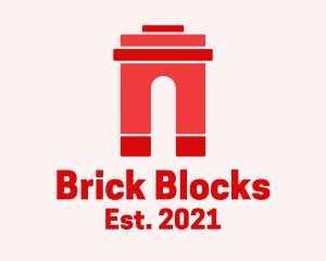 Blocks - Red Arch Structure logo design