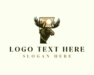 Map - Vermont Moose Antlers logo design