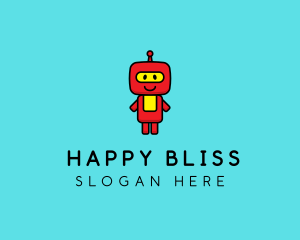 Cute Happy Robot  logo design