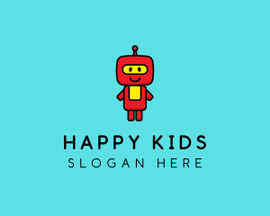 Cute Happy Robot  logo design