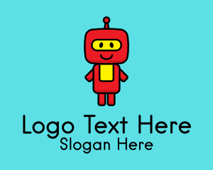 Droid - Cute Happy Robot logo design