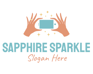 Handheld Smartphone Sparkle logo design