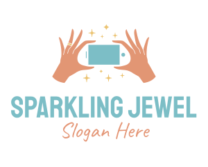 Handheld Smartphone Sparkle logo design