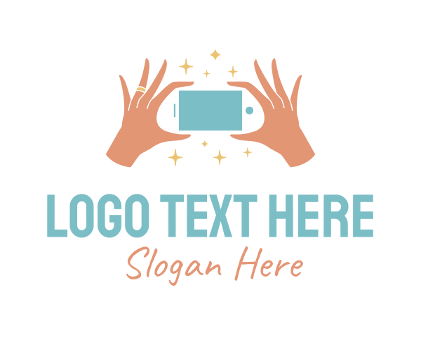 Cellular Phone - Handheld Smartphone Sparkle logo design