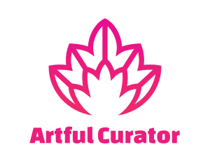 Pink Lotus Line Art logo design