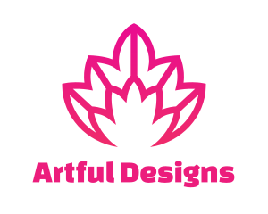 Pink Lotus Line Art logo design