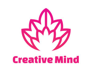 Pink Lotus Line Art logo design