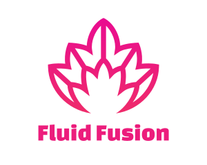 Pink Lotus Line Art logo design