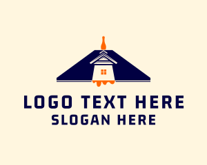 Roofing Paint Brush logo design