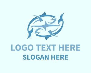 Seafood - Abstract Fishes Fishery logo design