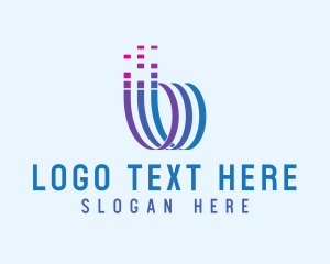 8bit - Digital Pixel Letter B logo design