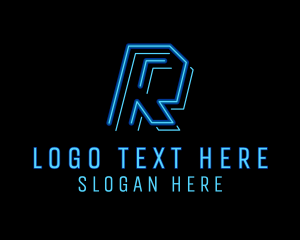 Amusement - Neon Retro Gaming Letter K logo design