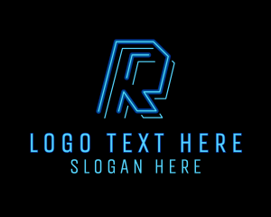 Neon Retro Gaming Letter K Logo