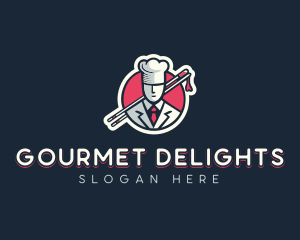 Gourmet Chef Chopsticks logo design