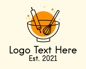 Line Art - Baking Tools Bowl logo design