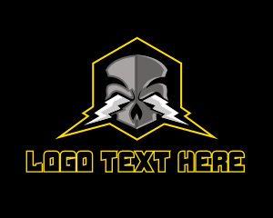 Rock And Roll - Gaming  Skull Lightning logo design