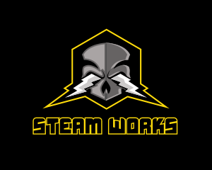 Steampunk - Gaming  Skull Lightning logo design