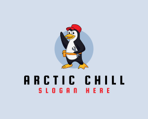 Cute Maintenance Penguin logo design