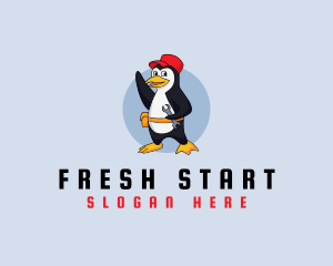 Revamp - Cute Maintenance Penguin logo design