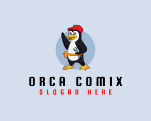 Carpenter - Cute Maintenance Penguin logo design