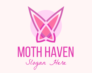 Moth - Pink Butterfly Wings logo design