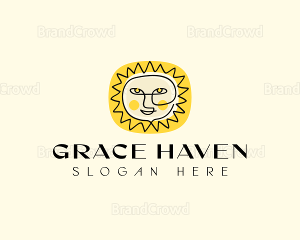 Happy Sun Face Logo