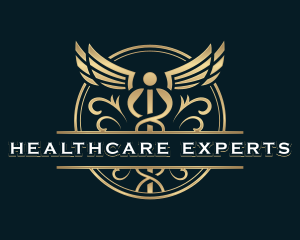 Healthcare Pharmacy Caduceus logo design