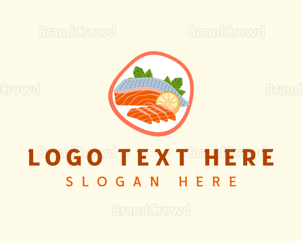 Salmon Sashimi Seafood Logo