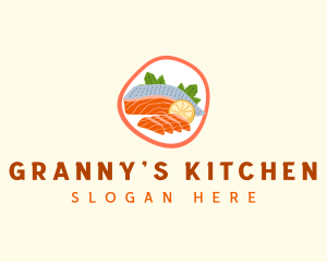 Salmon Sashimi Seafood logo design