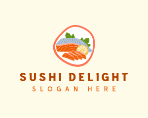 Salmon Sashimi Seafood logo design