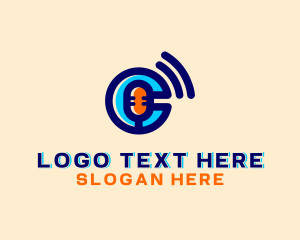 Vlogger - Microphone Letter C Podcast logo design