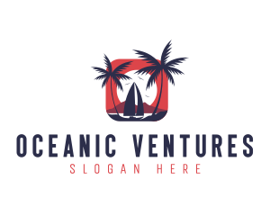 Sailboat Palm Ocean logo design