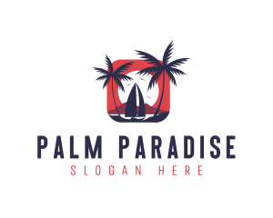 Sailboat Palm Ocean logo design