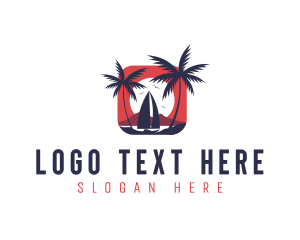 Sailboat - Sailboat Palm Ocean logo design