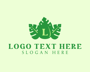 Plant - Tropical Leaf Droplet logo design