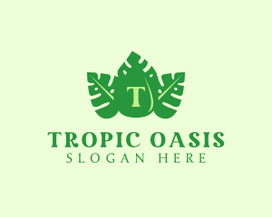 Tropical Leaf Droplet logo design