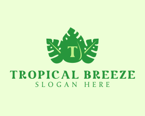 Tropical Leaf Droplet logo design