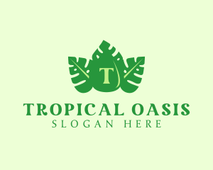 Tropical Leaf Droplet logo design