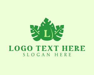 Plant Shop - Tropical Leaf Droplet logo design