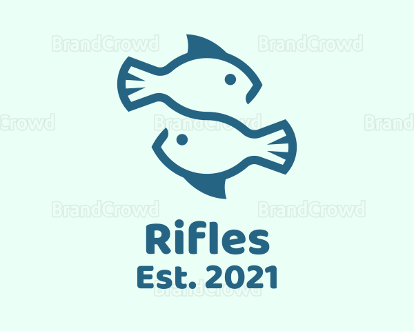 Blue Twin Fish Pisces Logo
