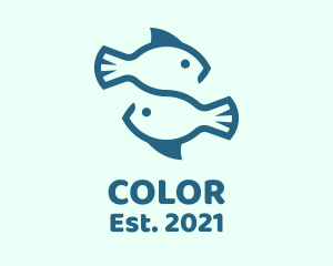 Tilapia - Blue Twin Fish Pisces logo design